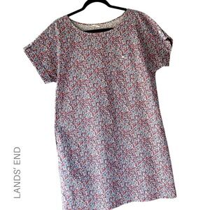 LANDS’ END CANVAS | NWOT | COTTON BLEND DITSY PRINT SHORT SLEEVE DRESS | SIZE: 8